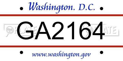 GA2164 District Of Columbia License Plate
