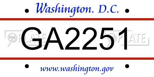 GA2251 District Of Columbia License Plate