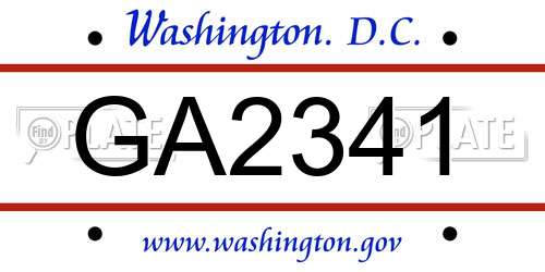GA2341 District Of Columbia License Plate