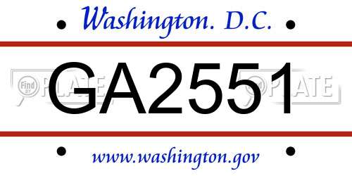 GA2551 District Of Columbia License Plate