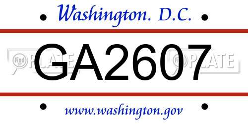 GA2607 District Of Columbia License Plate