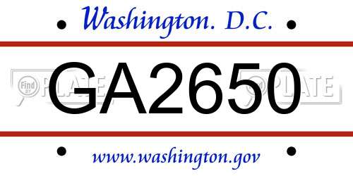 GA2650 District Of Columbia License Plate