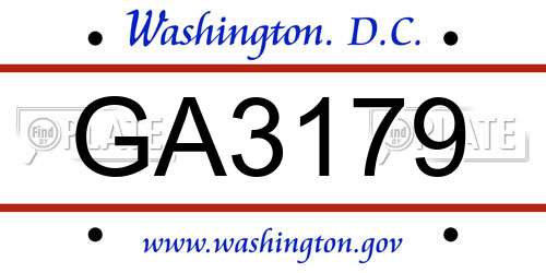 GA3179 District Of Columbia License Plate
