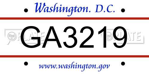 GA3219 District Of Columbia License Plate