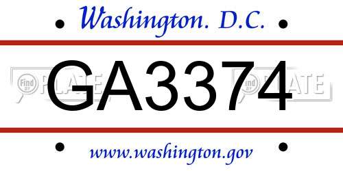 GA3374 District Of Columbia License Plate