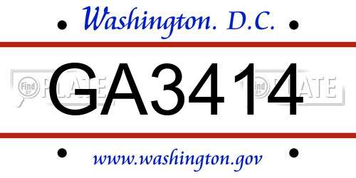 GA3414 District Of Columbia License Plate