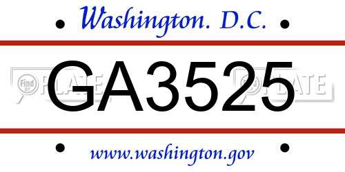GA3525 District Of Columbia License Plate