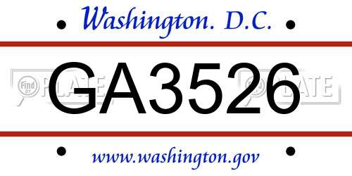 GA3526 District Of Columbia License Plate