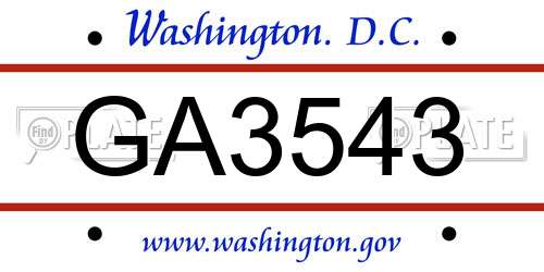 GA3543 District Of Columbia License Plate