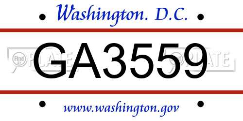 GA3559 District Of Columbia License Plate