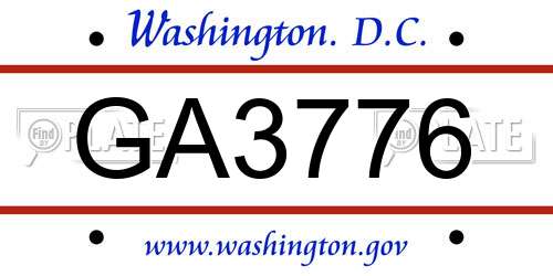 GA3776 District Of Columbia License Plate