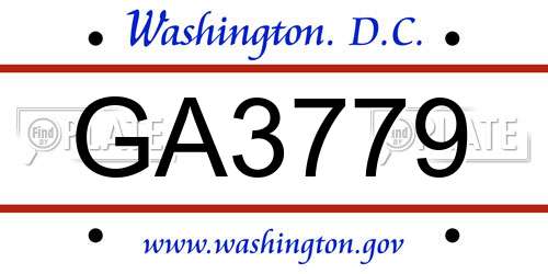 GA3779 District Of Columbia License Plate
