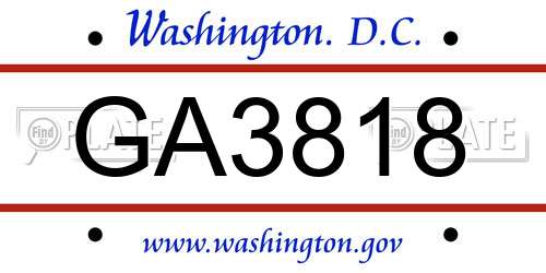 GA3818 District Of Columbia License Plate