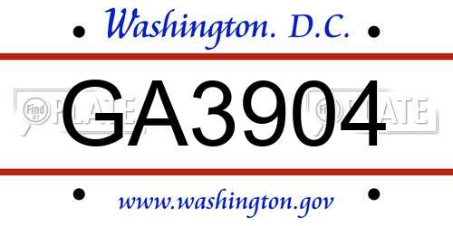 GA3904 District Of Columbia License Plate