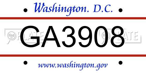 GA3908 District Of Columbia License Plate