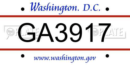 GA3917 District Of Columbia License Plate