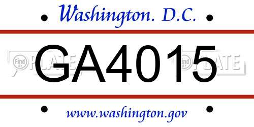 GA4015 District Of Columbia License Plate