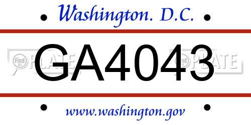 GA4043 District Of Columbia License Plate