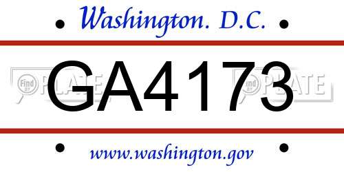 GA4173 District Of Columbia License Plate