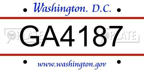 GA4187 District Of Columbia License Plate