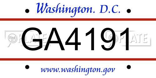 GA4191 District Of Columbia License Plate