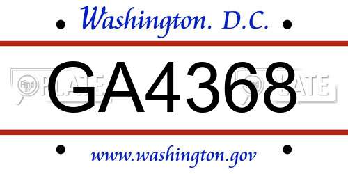 GA4368 District Of Columbia License Plate
