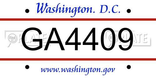 GA4409 District Of Columbia License Plate