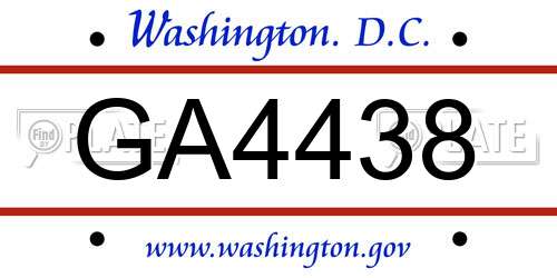 GA4438 District Of Columbia License Plate