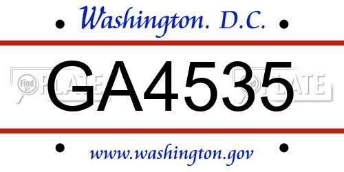 GA4535 District Of Columbia License Plate