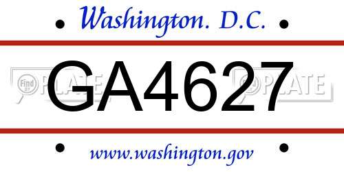 GA4627 District Of Columbia License Plate