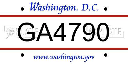 GA4790 District Of Columbia License Plate