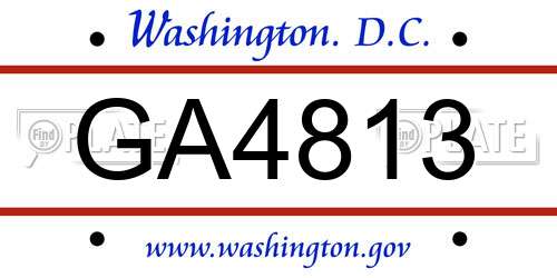 GA4813 District Of Columbia License Plate