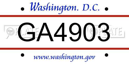 GA4903 District Of Columbia License Plate