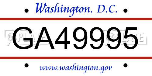GA49995 District Of Columbia License Plate
