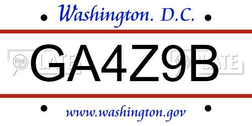 GA4Z9B District Of Columbia License Plate