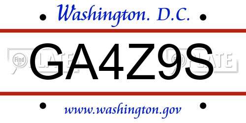 GA4Z9S District Of Columbia License Plate