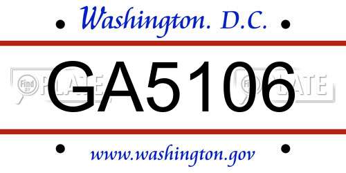 GA5106 District Of Columbia License Plate