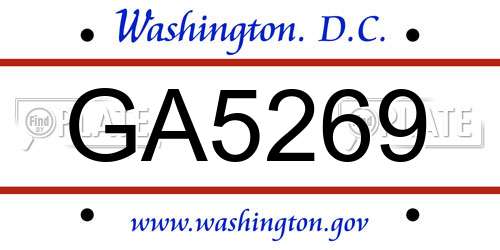 GA5269 District Of Columbia License Plate