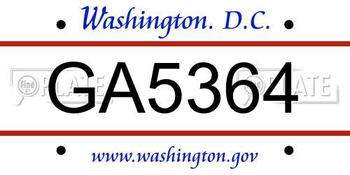 GA5364 District Of Columbia License Plate