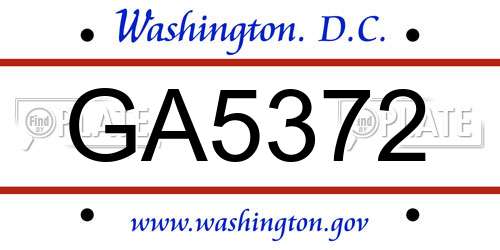 GA5372 District Of Columbia License Plate