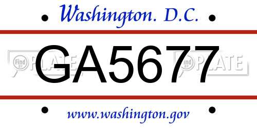 GA5677 District Of Columbia License Plate