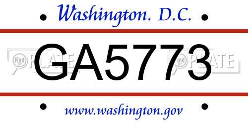 GA5773 District Of Columbia License Plate