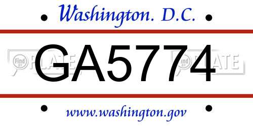 GA5774 District Of Columbia License Plate