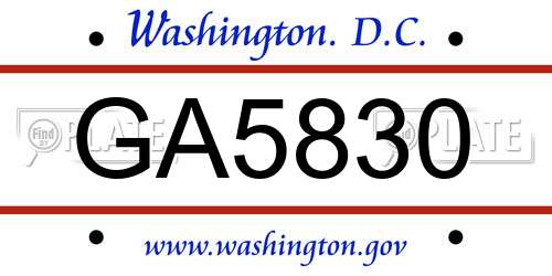 GA5830 District Of Columbia License Plate