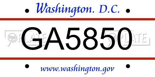 GA5850 District Of Columbia License Plate
