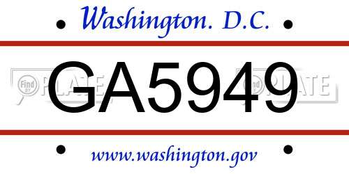 GA5949 District Of Columbia License Plate