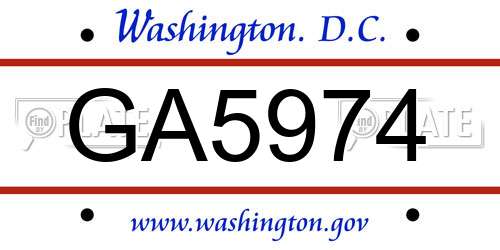 GA5974 District Of Columbia License Plate