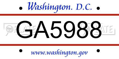 GA5988 District Of Columbia License Plate
