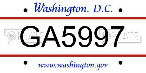 GA5997 District Of Columbia License Plate