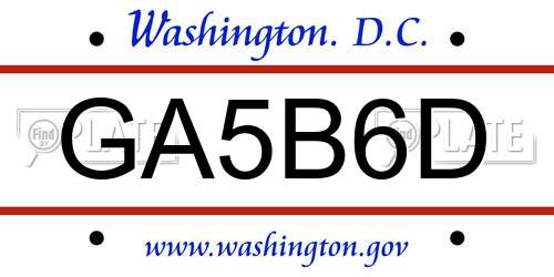 GA5B6D District Of Columbia License Plate